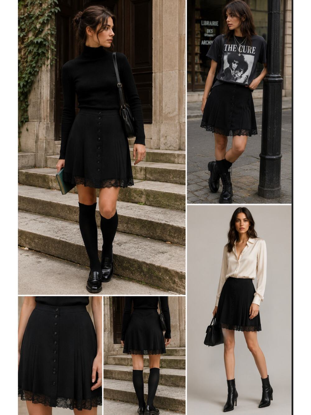 Moschino Cheap and Chic Authentic Academy School Girl Grunge Emo Button Up Skirt